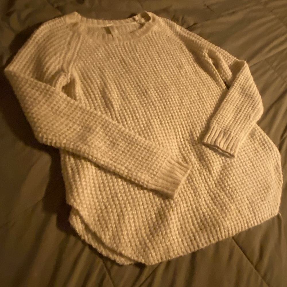 White with gold shimmer sweater